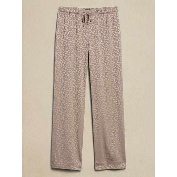 Banana Republic Wide Leg Satin Pull-On Pant, Leopard Print, Size XXS - Picture 1 of 9